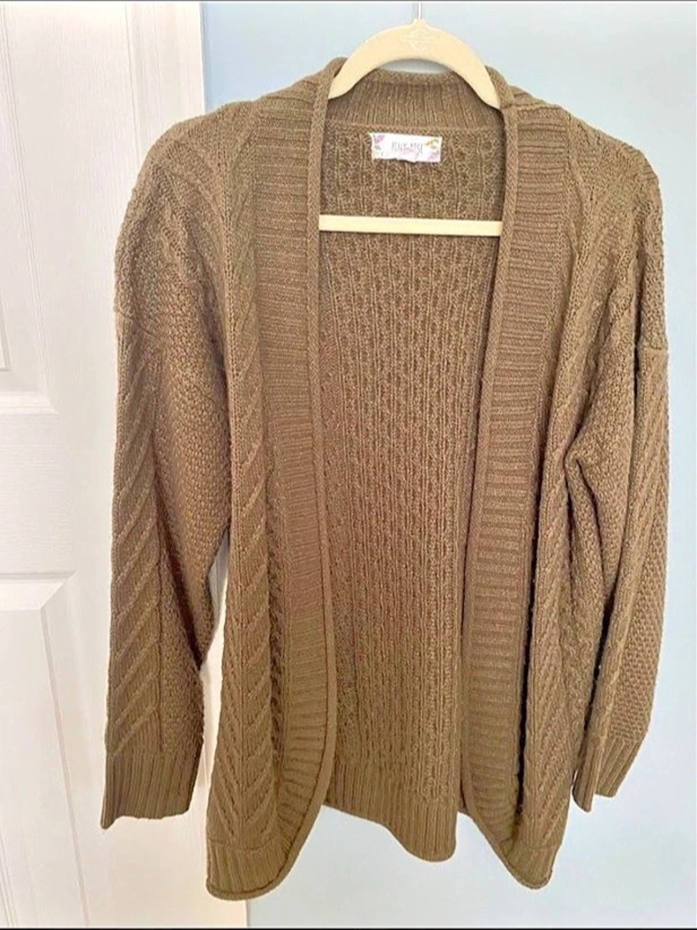 Pink Rose Brown Knit Cardigan Like New